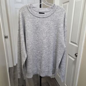 OAK + FORT Oversized Gray Knit Crewneck Sweater